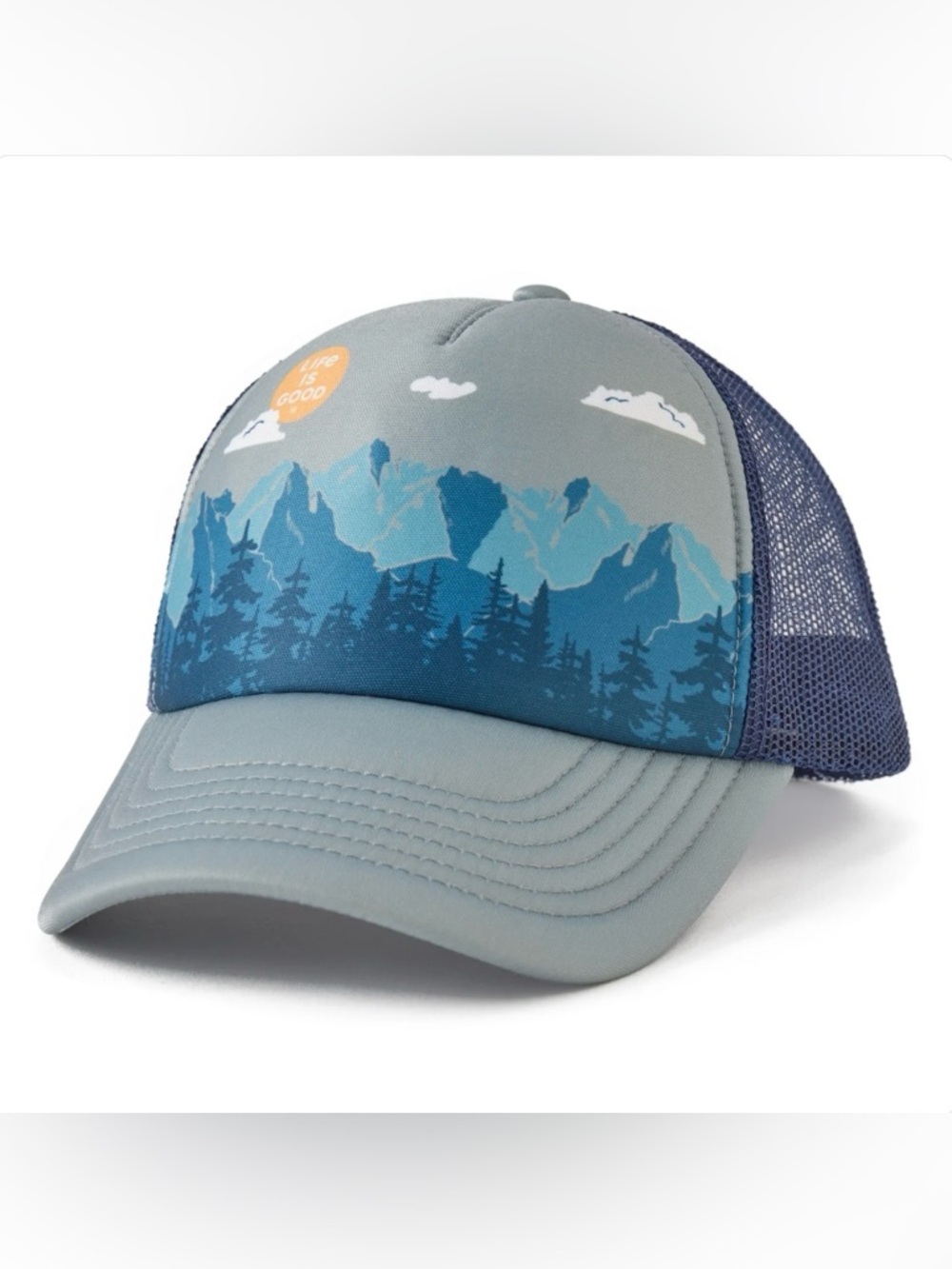 Adult Mountain Forest Scene Life Is Good Trucker Hat NEW W TAGS